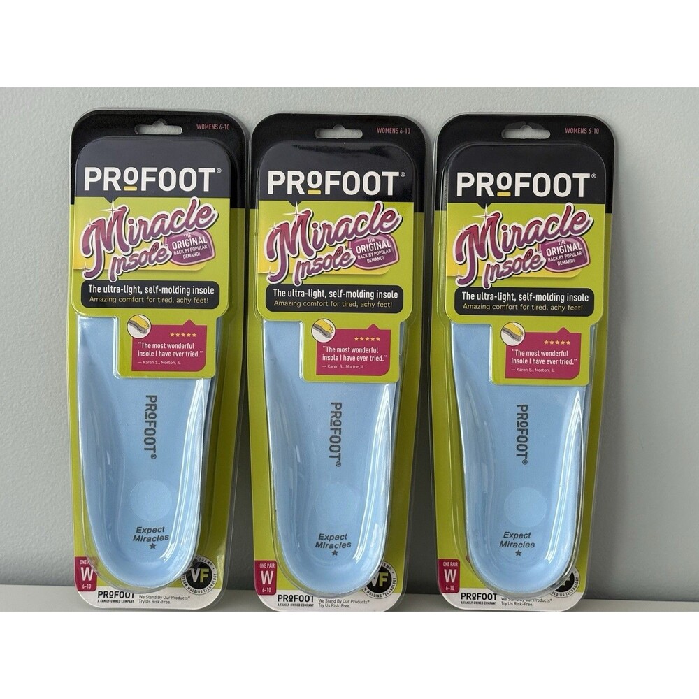 ProFoot Original Miracle Insole Women's Size 6-10 Lot of 3 Pairs Vita Foam New!